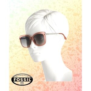 New "Fossil" FW215 Rose Smoke/Gray Lens Women’s Sunglasses Silver Frame, NWT